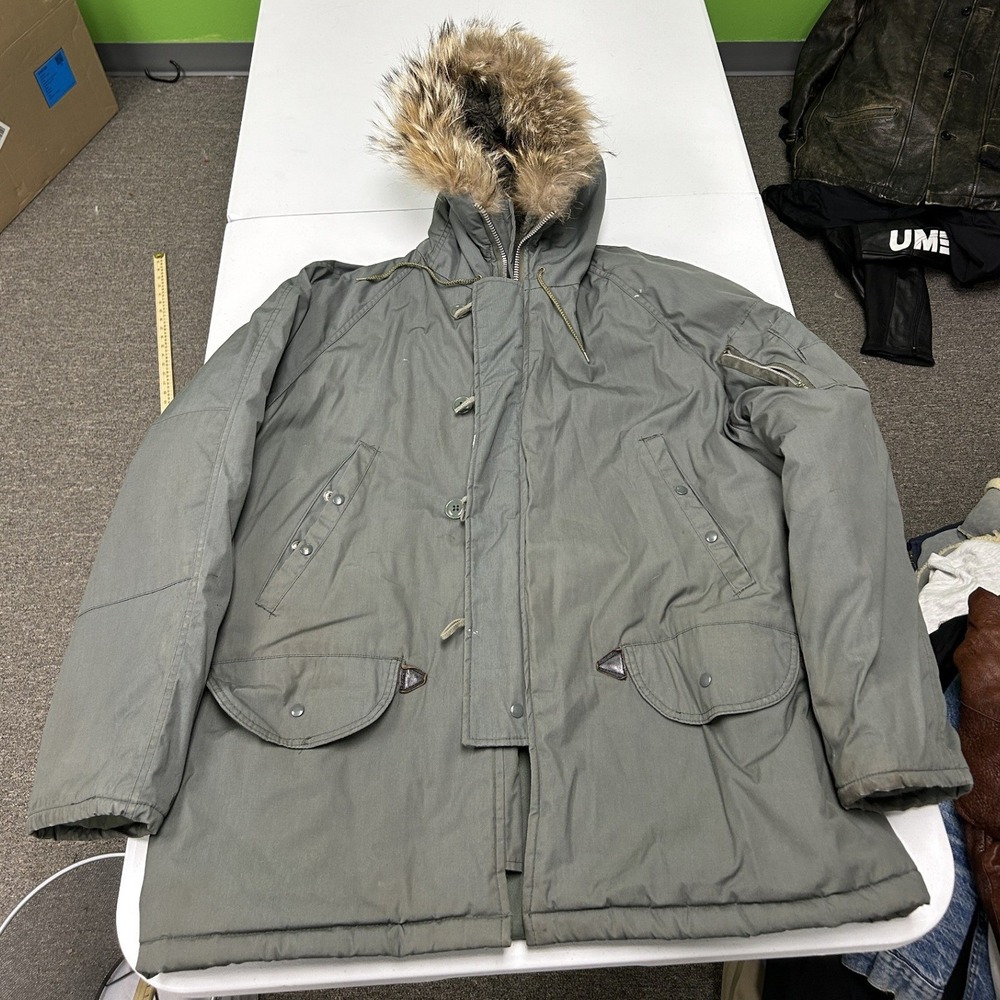 Unbranded Snorkel Parka Jacket Mens L Gray Faux Fur Hood N-3B Style Military D1